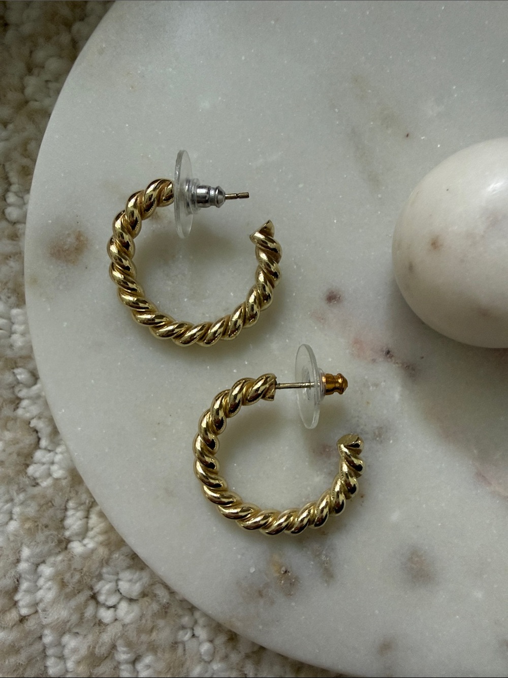 Gold Twisted Rope Hoop Earrings - Women